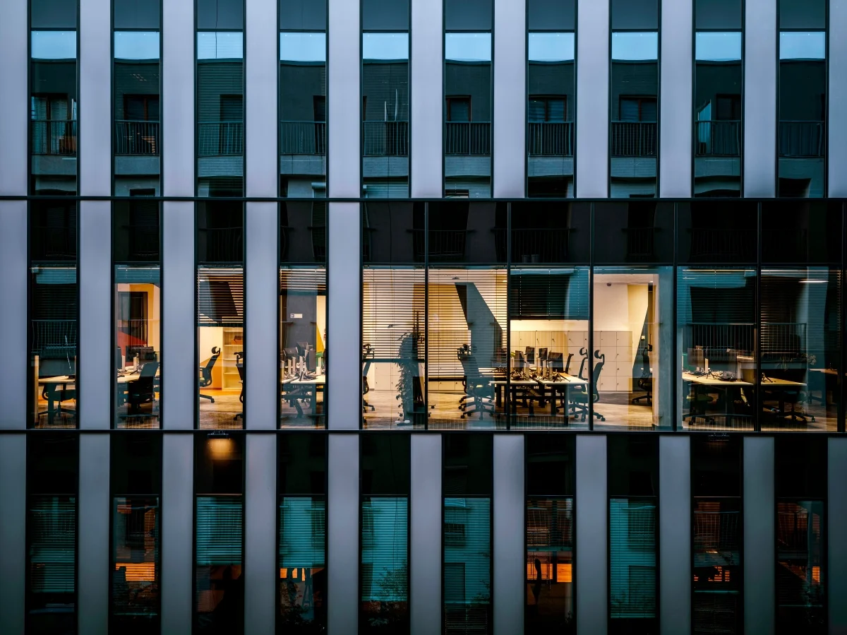 Executive workplace with active project teams
